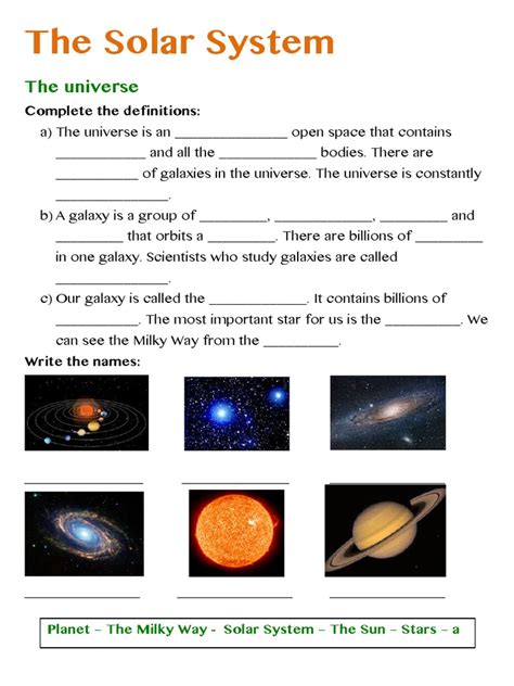 Solar System Worksheets