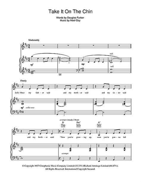 Take It On The Chin From Me And My Girl Sheet Music By Noel Gay Piano Vocal Guitar