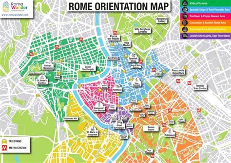 Rome Main Attractions Map Rome Sightseeing Rome Tourist Rome Map