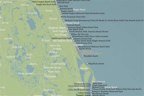 Florida Beaches Map 24x36 Poster Best Maps Ever
