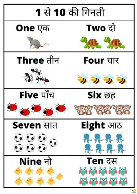 Hindi Numbers 1 20 Worksheet