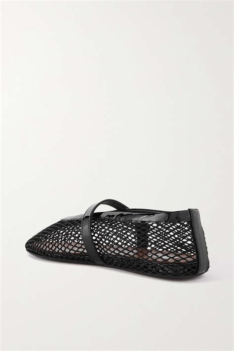 AlaÏa Patent Leather Trimmed Mesh Ballet Flats Net A Porter