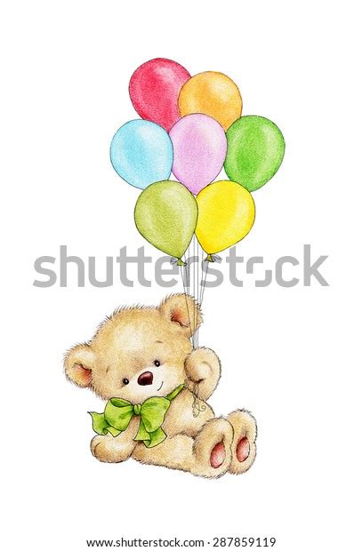 Cute Teddy Bear Balloons Stock Illustration 287859119