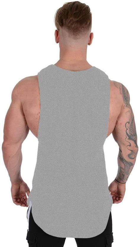 Buy The Blazze Men Cotton Blend Fabric Tank Xxl Light Grey Online At