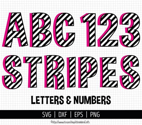 Striped Alphabet Svg Stripes Pattern Font Clipart Letters Etsy In