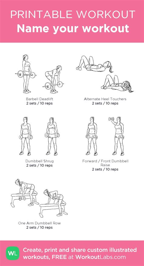 Custom Pdf Workout Builder With Exercise Illustrations Workout Names