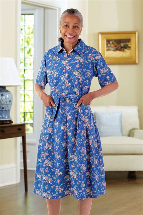 Short Sleeve Cottonpoly House Dress Adaptive Clothing For Seniors