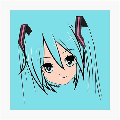 Hatsune Miku Face Photographic Print For Sale By Fatnuggets Redbubble