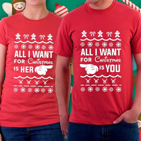 All I Want For Christmas Is You Matching Couple T Shirt Set Pärchen T