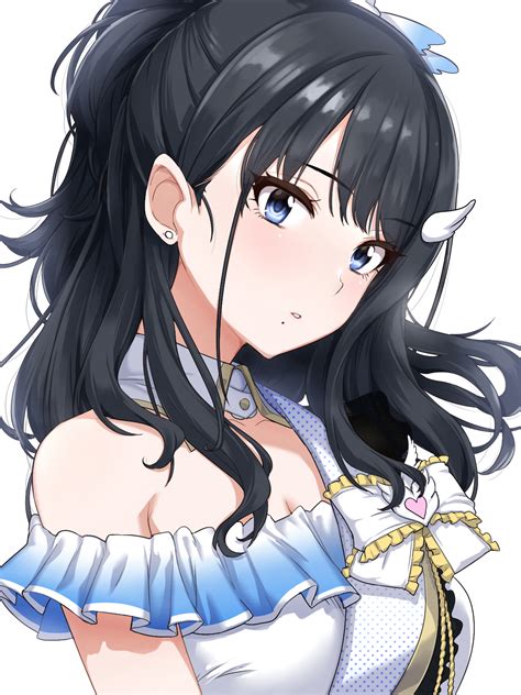 Anime Little Girl With Black Hair And Blue Eyes