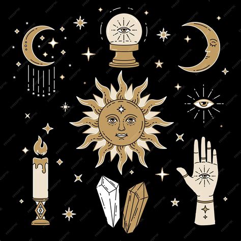 Premium Vector Celestial Magic Illustration Of Icons And Symbols Of
