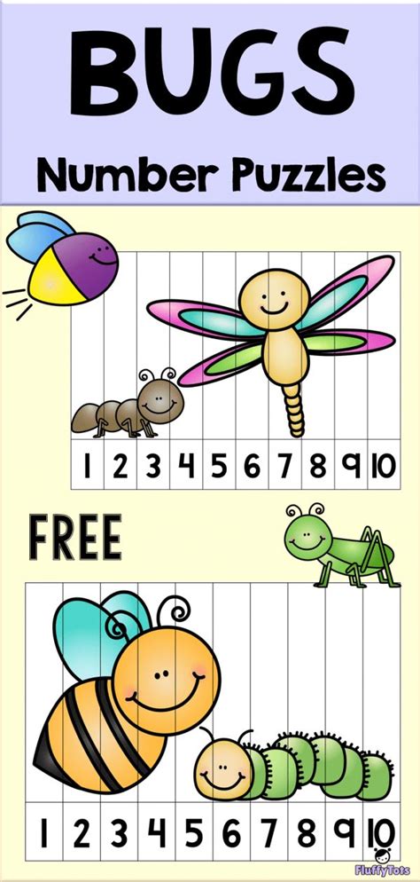 Free Bugs Number Puzzle Games For Preschool Prek And Kindergarten
