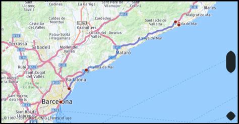The map showing location of barcelona in the spain. What is the distance from Barcelona Spain to Calella Spain ...