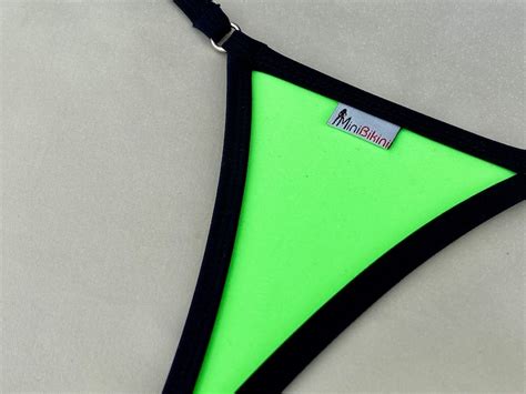 Mini Bikini Set Neon Green Black Extreme Micro Mini Bikini Thong G String Bathing Swimsuit