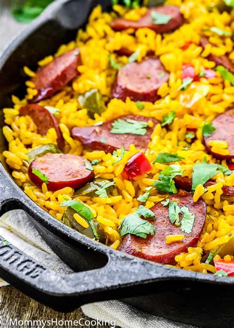 Easy Sausage And Peppers Rice Skillet Mommys Home Cooking