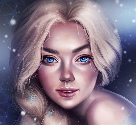 Free Download Elsa Fanart Art Luminos Queen Blonde Winter Girl
