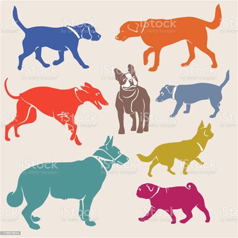 Set Of Dogs Silhouette Vector Vector Stock Illustration Download