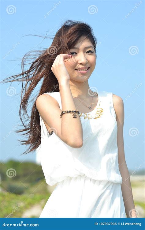 Beautiful Asian Girl Playing On The Beach Stock Image Image Of Beach