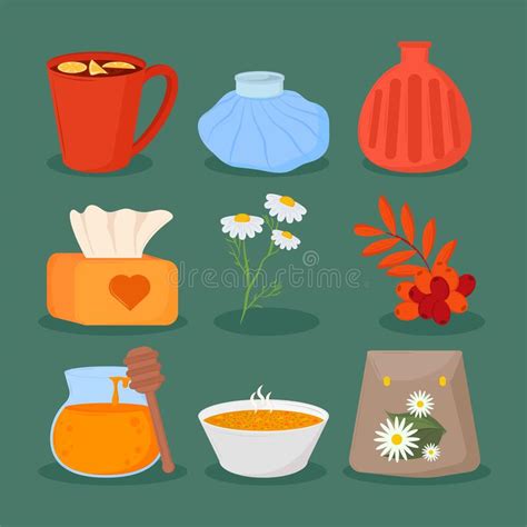 Icons Home Medical Remedies Stock Vector Illustration Of Care Soup