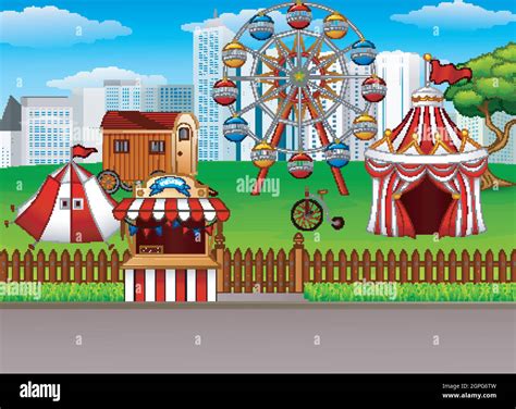 Vector Illustration Of Amusement Park Background Stock Vector Image