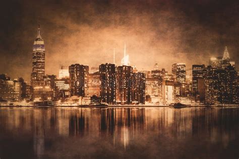 Nyc Night Texture Vintage Stock Photo Image Of Famous 84970112