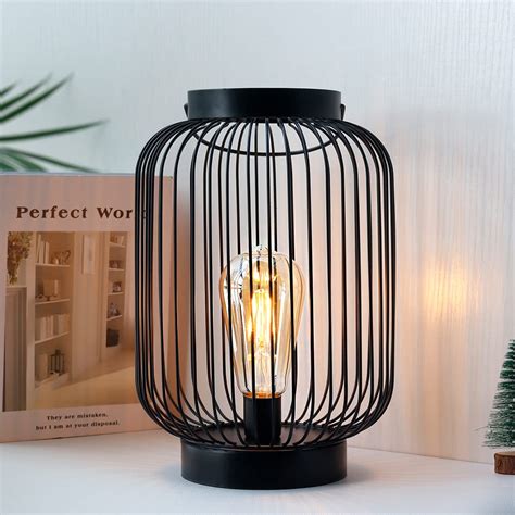 Jhy Design Battery Operated Lamp 11 H Metal Cage Cordless Lamps