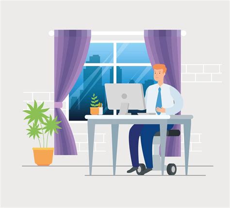 Scene Of Businessman Working From Home 1996893 Vector Art At Vecteezy