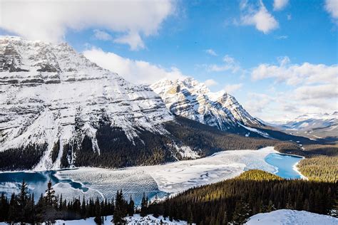 Peyto Lake Viewpoint Bow Summit And Icefields Parkway In The Winter