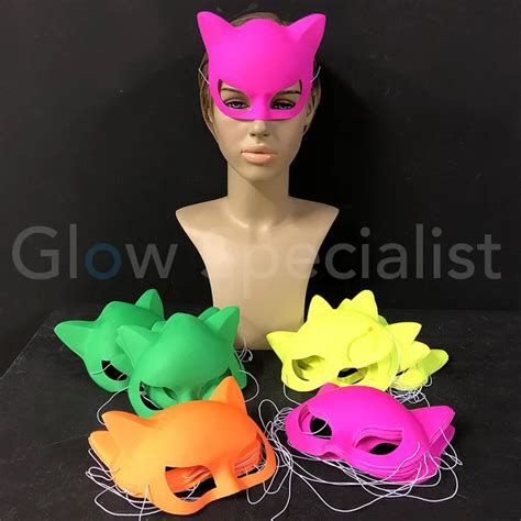 Uv Blacklight Neon Eye Mask Cat Set Of 12 Pcs Glow Specialist