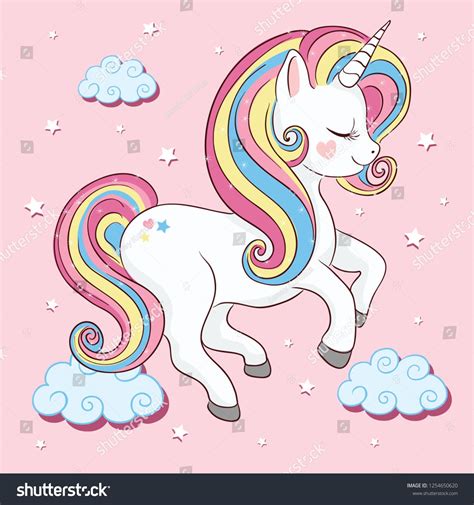 Cute Unicorn Vector Illustration For Kids Fashion Artworks Children