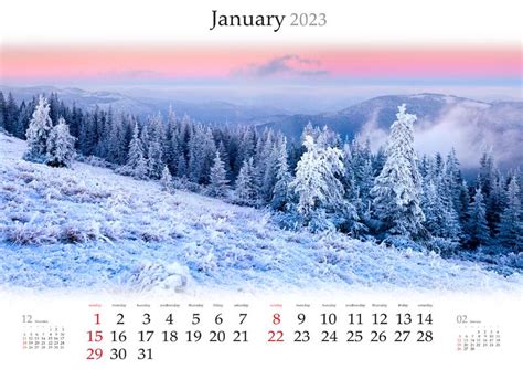 Horizontal Wall Calendar For 2023 Year Stock Image Image Of