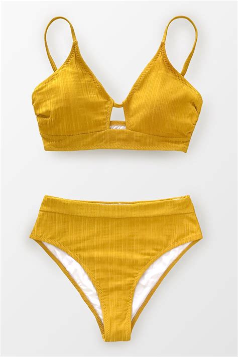 Bright Yellow Ribbed Bikini