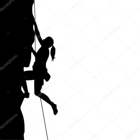 Climber Woman Silhouette Vector Illustration — Stock