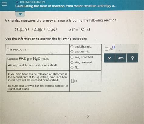 Solved O THERMOCHEMISTRY Calculating The Heat Of Reaction Chegg Com