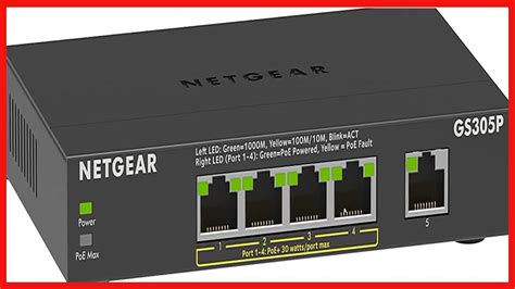 Netgear 5 Port Gigabit Ethernet Unmanaged Poe Switch Gs305p V2 With