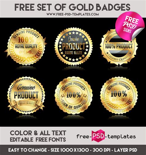 Download FREE Set Of Gold Badges IN PSD on Behance