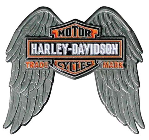 Harley Davidson® Long Bar And Shield Wings Pin Antique Silver Finish