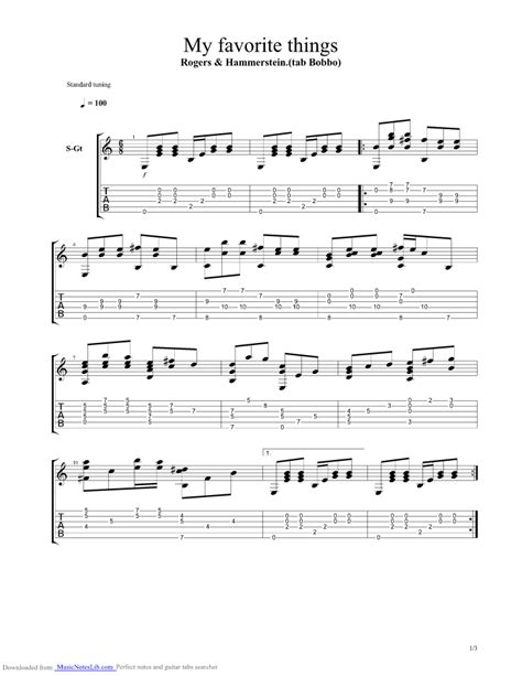 My Favorite Things Guitar Pro Tab By Rodgers And Hammerstein