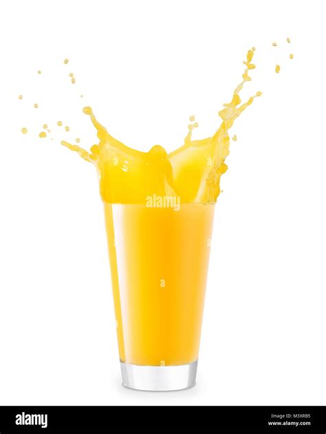 Glass Of Splashing Juice Isolated On White Background Orange Juice