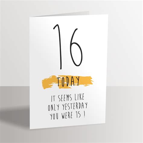 Funny 16th Birthday Card 16 Today Seems Like Only Yesterday Etsy