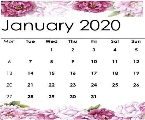 Cute January 2020 Free Online Calendar Free Printable Calendar