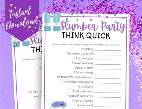 Slumber Party Candy Dice Game Fun Tween Sleepover Game For A Group Cute Purple Birthday