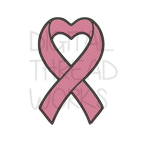 Realistic pink ribbon on white background. Pink Ribbon Breast Cancer Awareneness Heart Symbol Machine ...