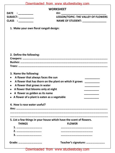 Revision worksheets, sample papers, question banks and easy to learn study notes for all classes and subjects based on cbse and ncert guidelines. CBSE Class 4 EVS Revision Worksheet - The Valley of Flowers | Horticulture And Gardening | Plants