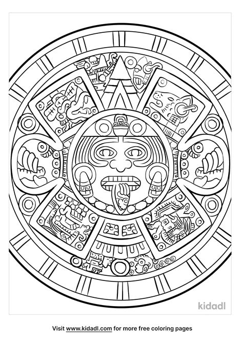 Aztec Calendar Coloring Page Printable Png Image Transparent Png Free