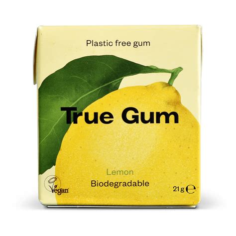 True Gum Plastic Free Lemon Chewing Gum 21g Siradis