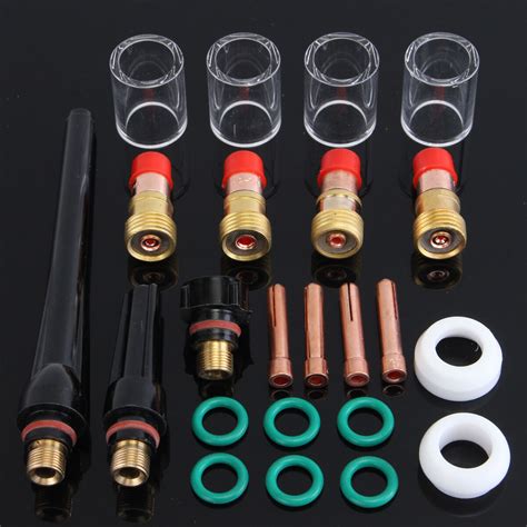 23Pcs TIG Welding Stubby Gas Lens 10 Pyrex Cup Kit For Tig WP 17 18 26