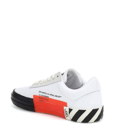 Off White Co Virgil Abloh Canvas Low Vulcanised Trainers In White