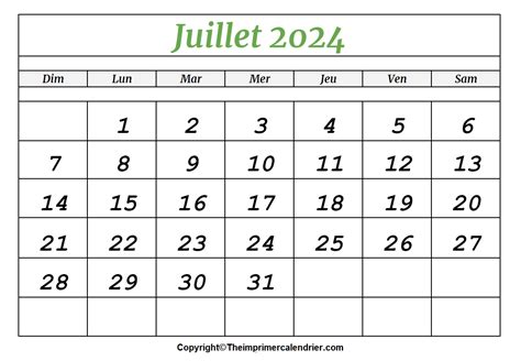 Calendrier 2024 Juillet Vacances The Imprimer Calendrier