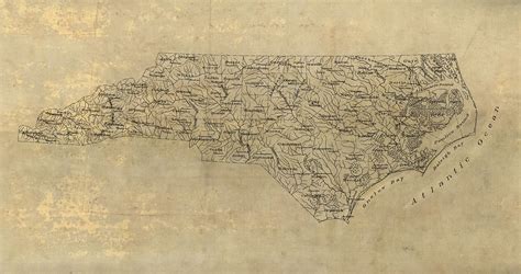 Antique Map Of North Carolina 1893 Drawing By Blue Monocle Pixels